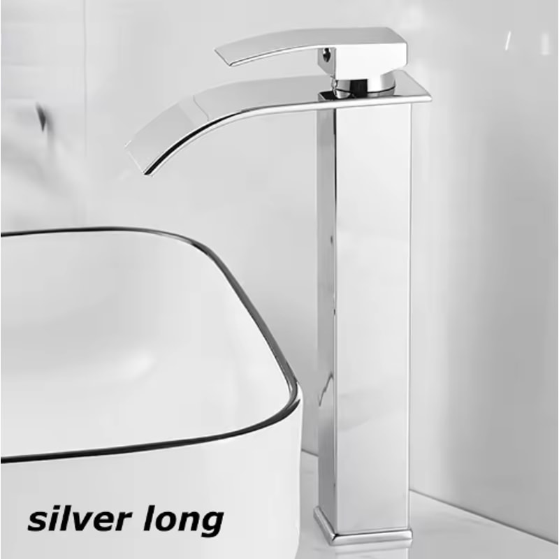 Waterfall Bathroom Faucet Black Stainless Steel Sink Mixer Hot And Cold Basin Tap 7