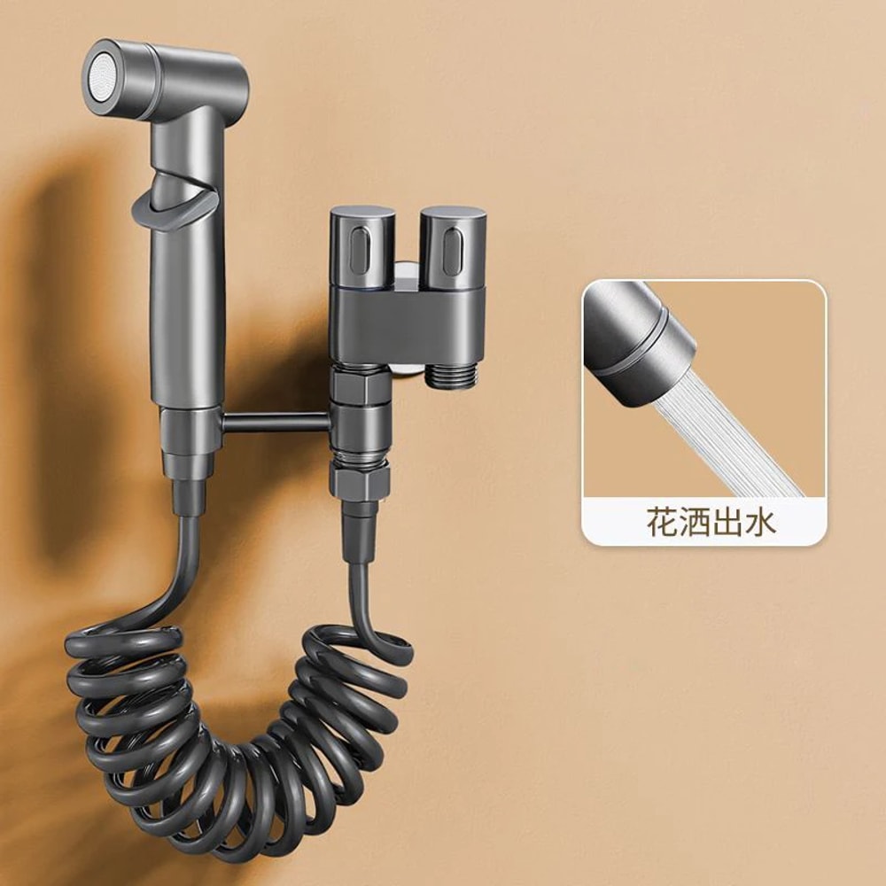 High Pressure Handheld Bidet Sprayer Set With Double Outlet Valve For Bathroom Hygiene 3