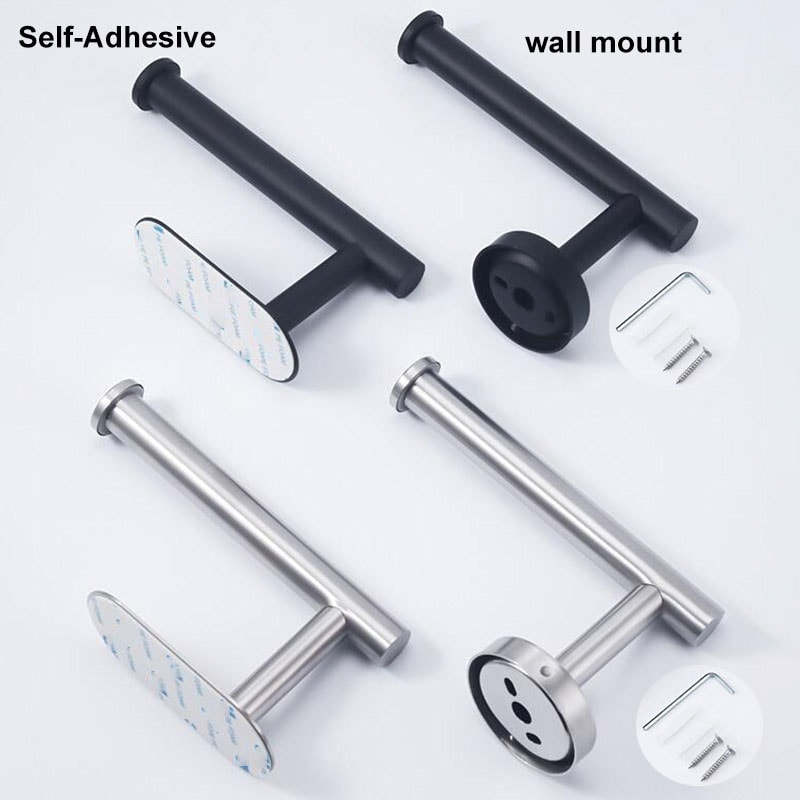 Self Adhesive Stainless Steel Toilet Paper Holder Wall Mounted Organizer
