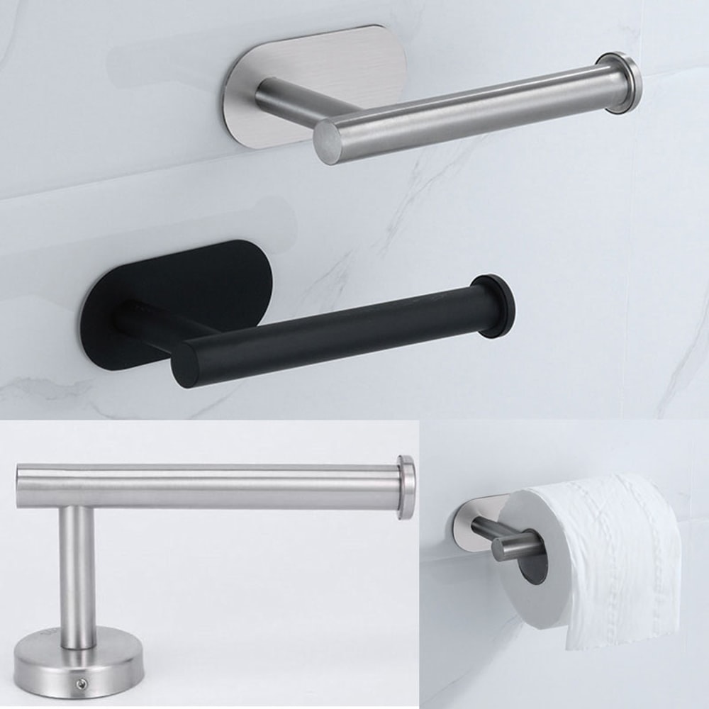 Self Adhesive Stainless Steel Toilet Paper Holder Wall Mounted Organizer