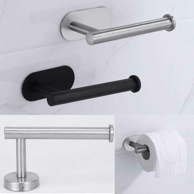 Self Adhesive Stainless Steel Toilet Paper Holder Wall Mounted Organizer