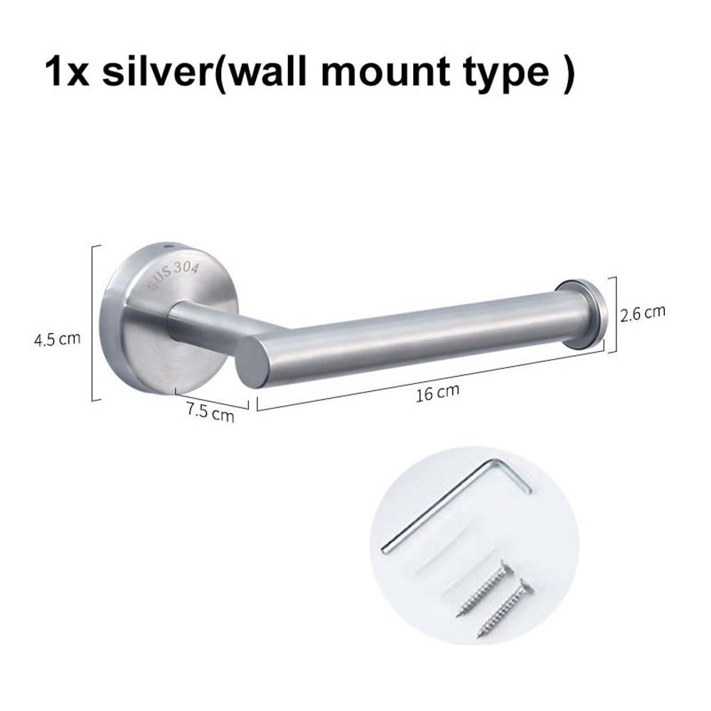 Self Adhesive Stainless Steel Toilet Paper Holder Wall Mounted Organizer