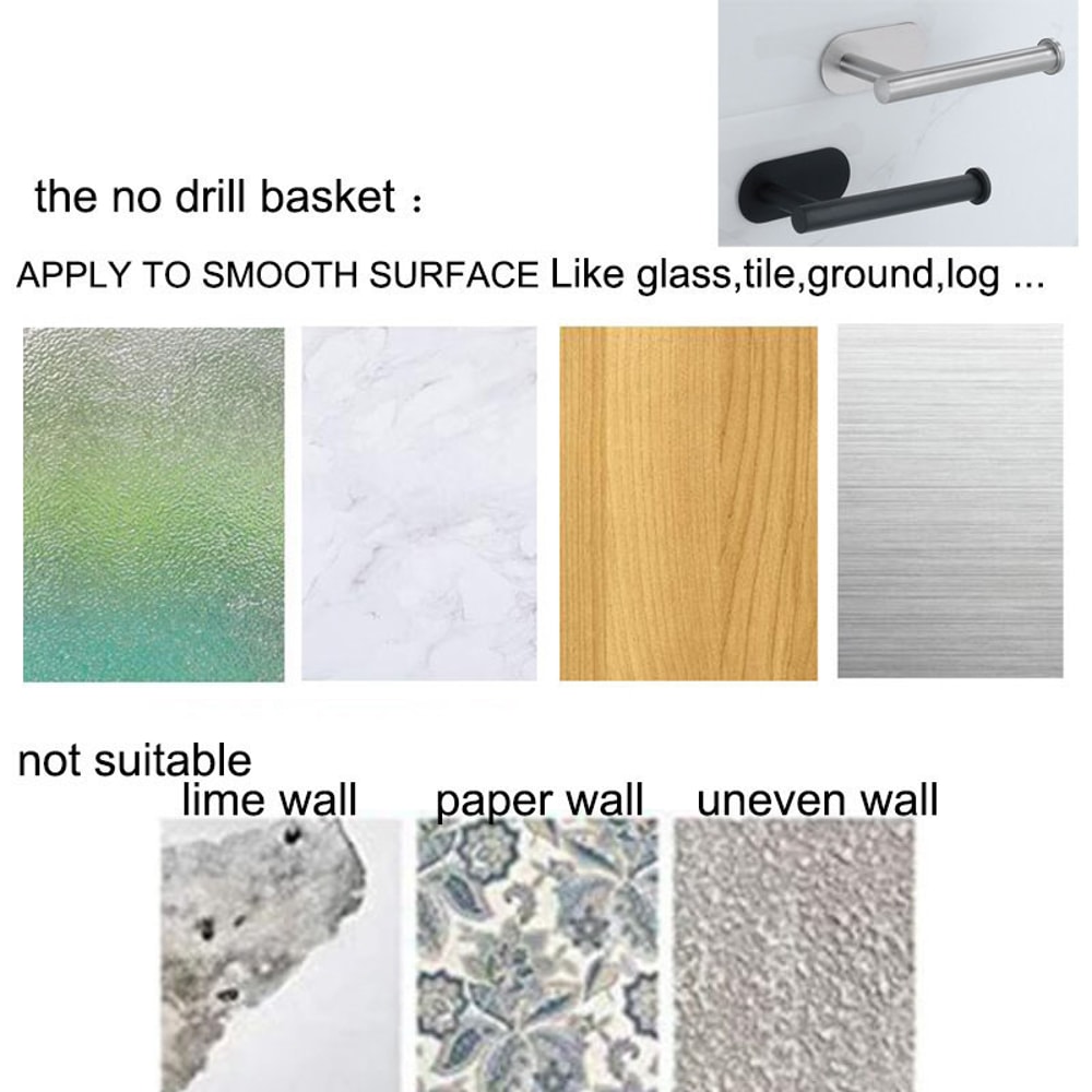 Self Adhesive Stainless Steel Toilet Paper Holder Wall Mounted Organizer