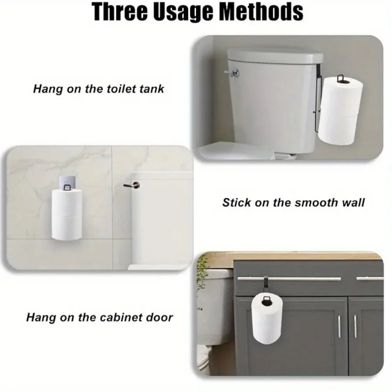 Self Adhesive Toilet Paper Holder with Towel Bar No Drill Wall Mount Bathroom Storage Rack