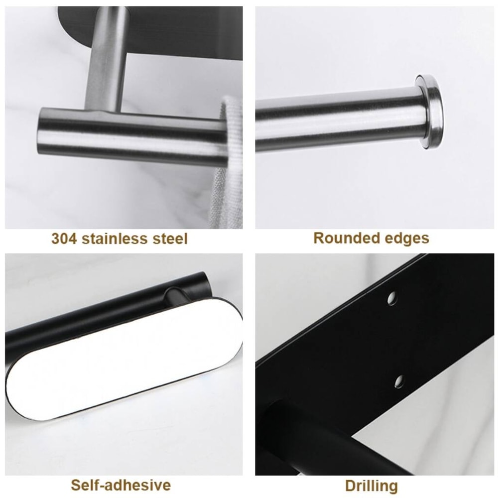 Self Adhesive Wall Mounted Paper Towel Holder Stainless Steel No Drill Bathroom Kitchen Rack 6