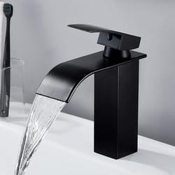 matte black waterfall bathroom faucet stainless steel hot cold basin tap