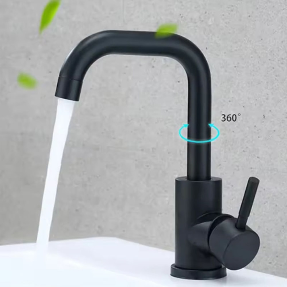 Stainless Steel Bathroom Faucet Swivel Single Lever Sink Mixer Tap 2
