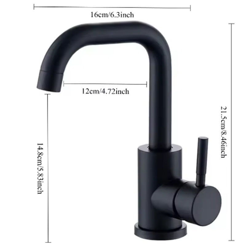 Stainless Steel Bathroom Faucet Swivel Single Lever Sink Mixer Tap 5