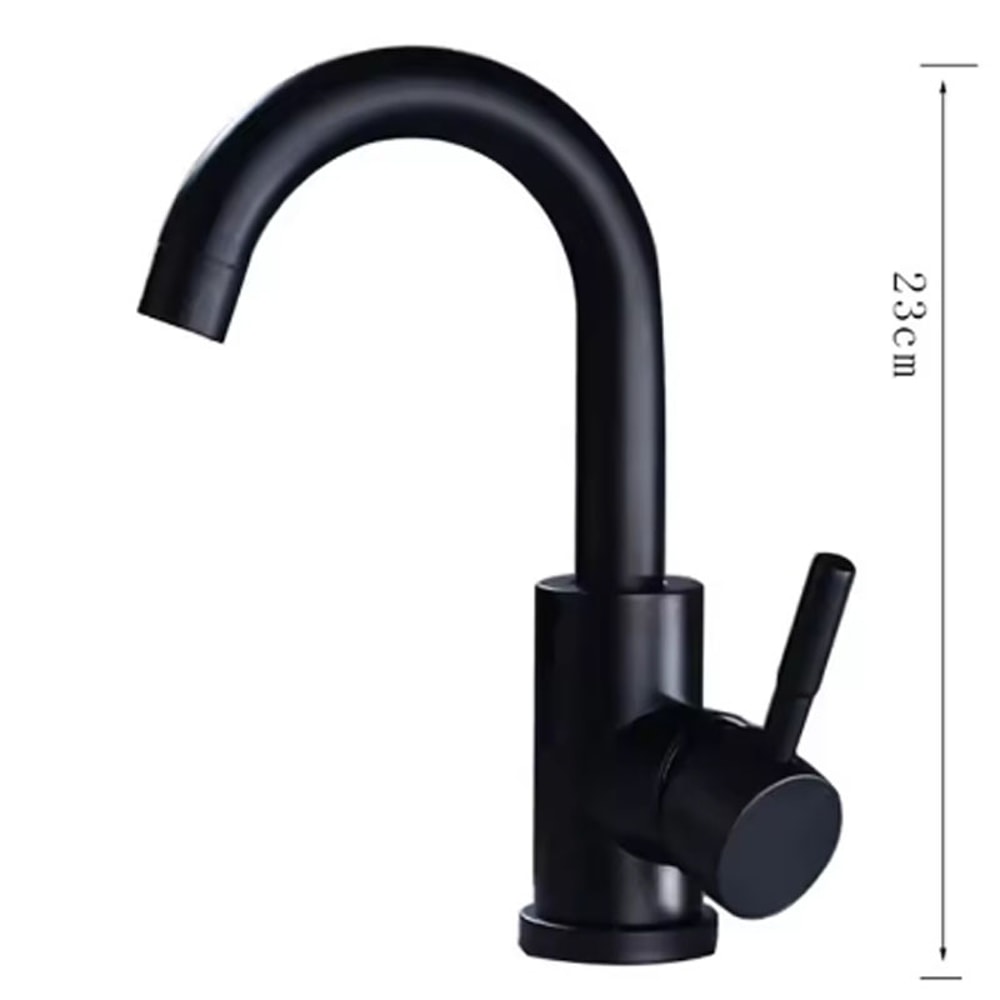 Stainless Steel Bathroom Faucet Swivel Single Lever Sink Mixer Tap 6
