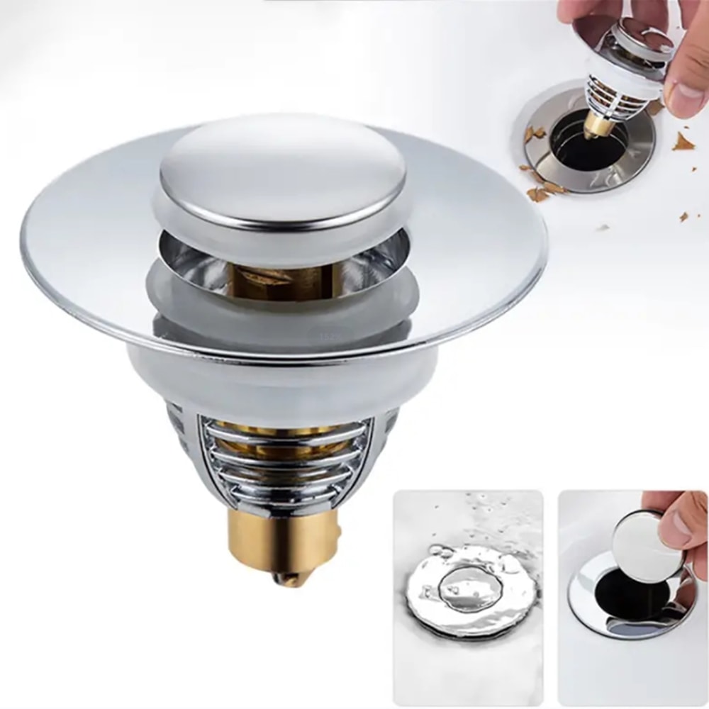 Universal Pop Up Sink Drain Stopper Leak Proof Bathroom Plug 0