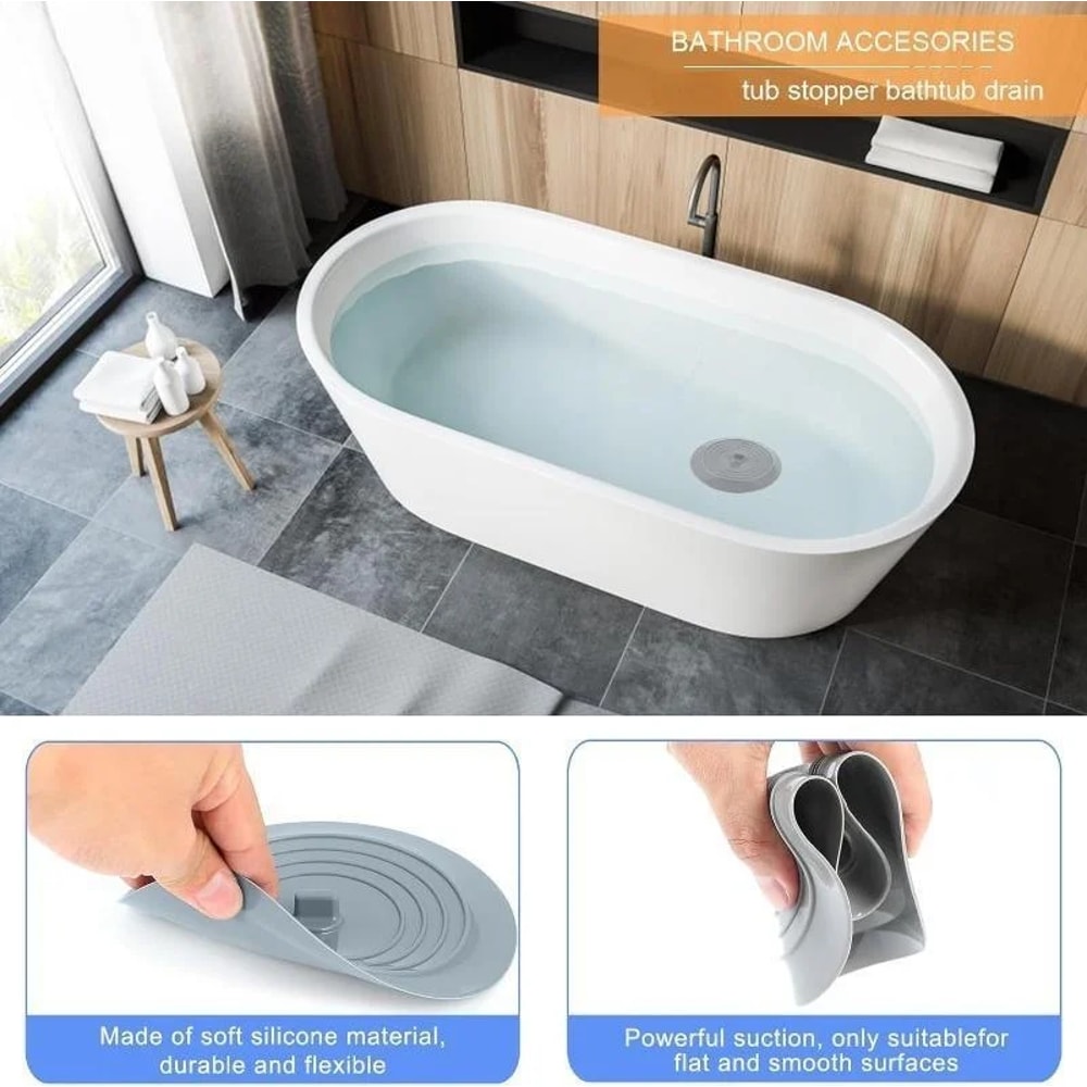 Silicone Drain Cover Hair Catcher Leakproof Tub Stopper for Sink & Bathtub