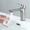 Modern Brushed Stainless Steel Bathroom Sink Faucet Single Handle Hot Cold Mixer 0