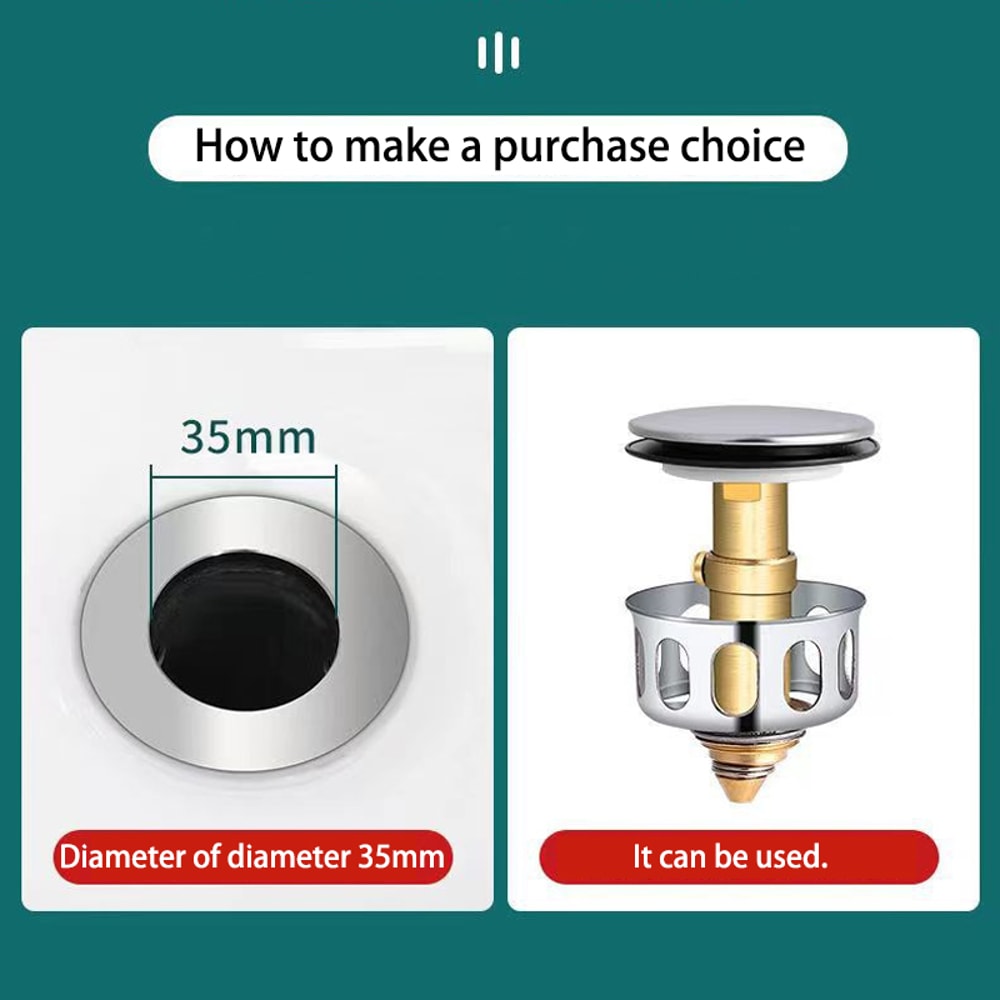 Universal Pop Up Sink Drain Stopper with hair catcher and sink drain filter