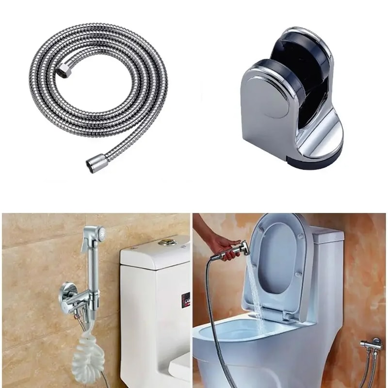 Stainless Steel Handheld Bidet Sprayer Set For Toilet Hygienic Bathroom Cleaning Kit 2
