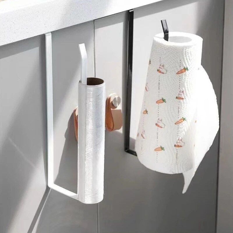 No Drill Wall Mounted Paper Towel Holder with Multi Use Shelf Organizer for Kitchen & Bathroom