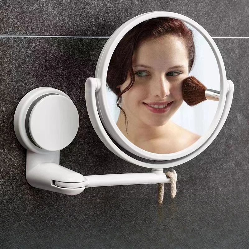 Extendable Wall Mount Makeup Mirror With Suction Arm Double Sided Swivel Vanity Mirror 0