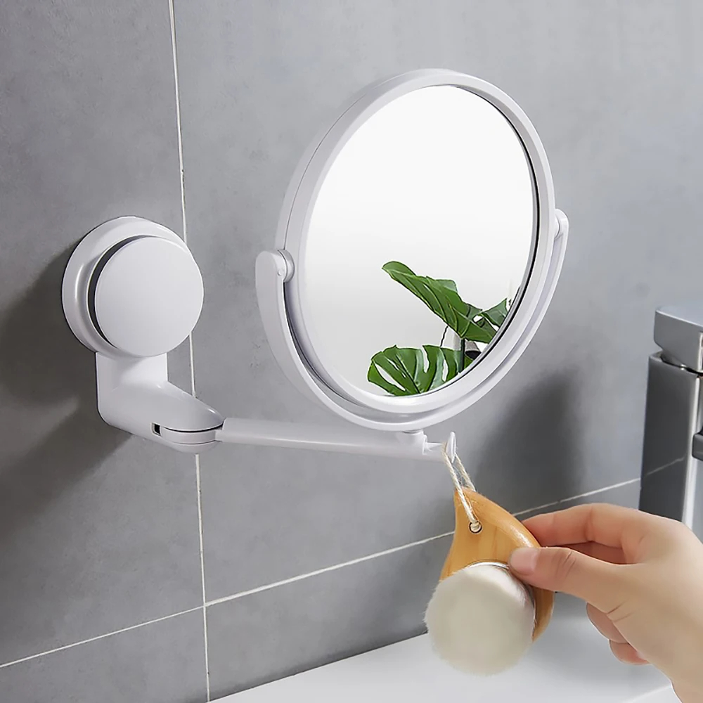 Extendable Wall Mount Makeup Mirror With Suction Arm Double Sided Swivel Vanity Mirror 1