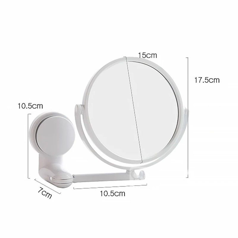 Extendable Wall Mount Makeup Mirror With Suction Arm Double Sided Swivel Vanity Mirror 3