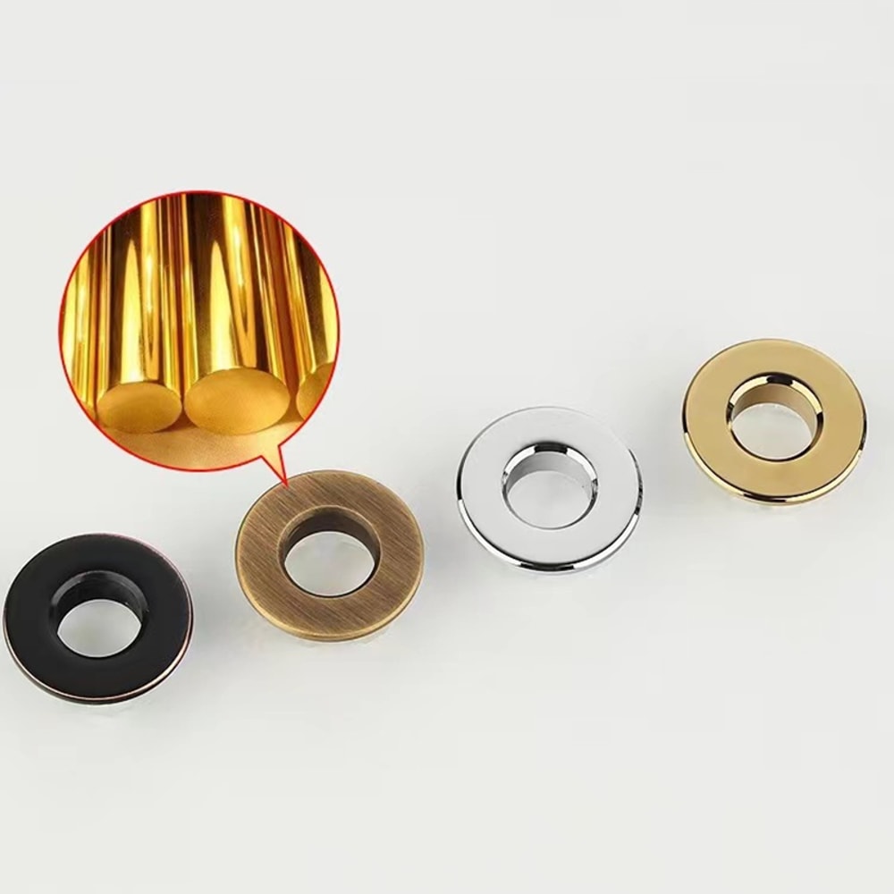 Premium Sink Overflow Cover Insert Ring for Bathroom Basin Durable Copper Finish