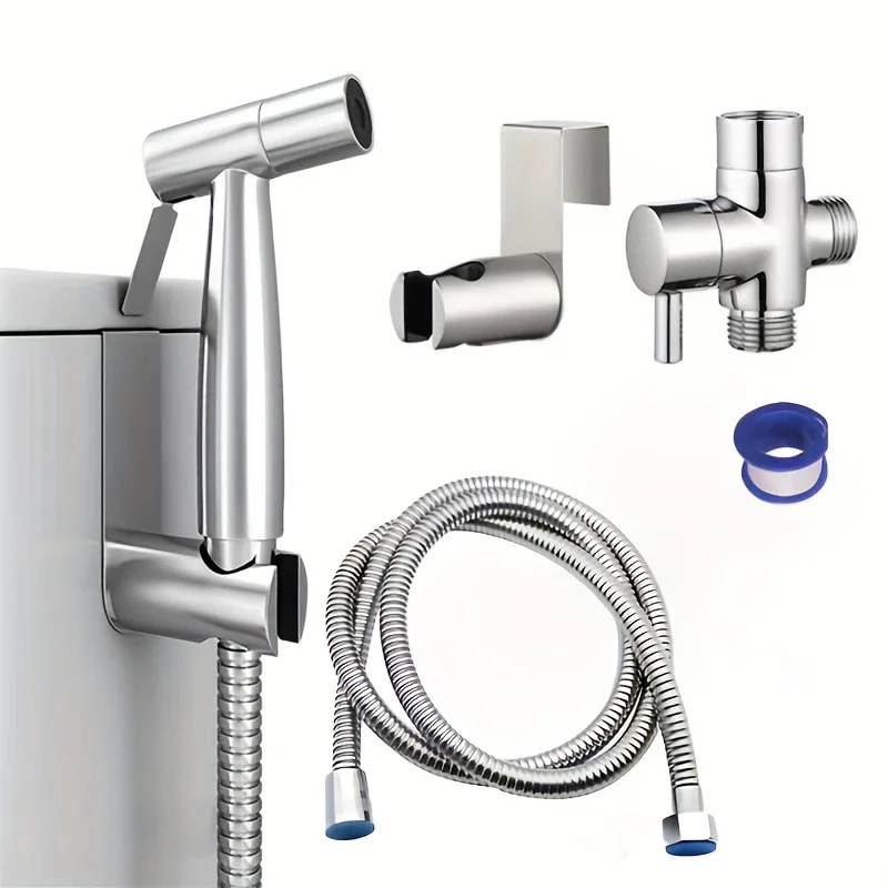Premium Handheld Bidet Sprayer Set With Stainless Steel Hose For Easy Toilet Cleaning Hygiene 0
