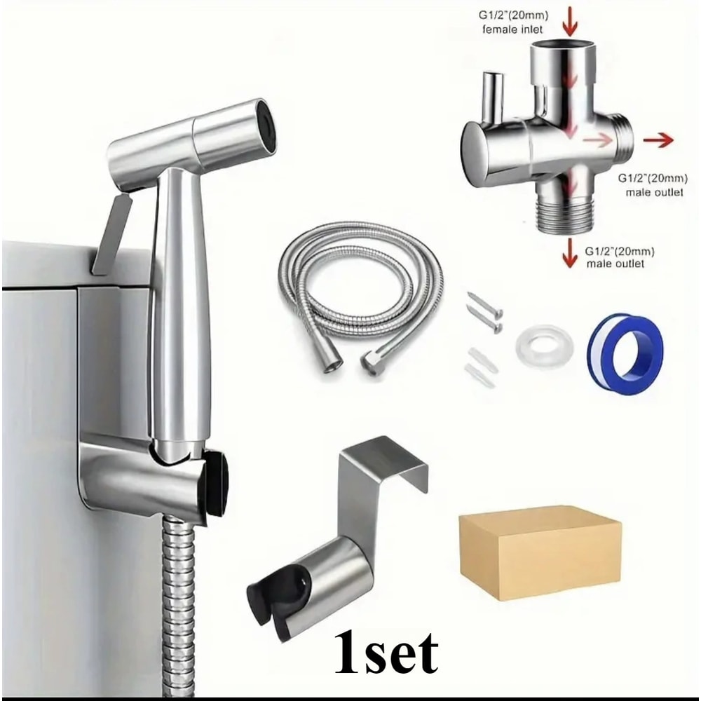 Premium Handheld Bidet Sprayer Set With Stainless Steel Hose For Easy Toilet Cleaning Hygiene 5