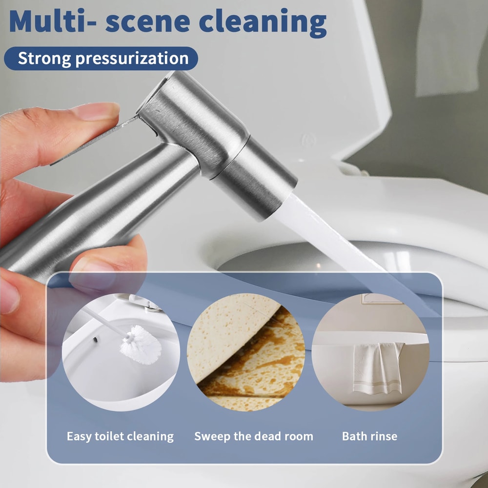 Stainless Steel Handheld Bidet Sprayer for Toilet Hygienic Bathroom Cleaning Kit