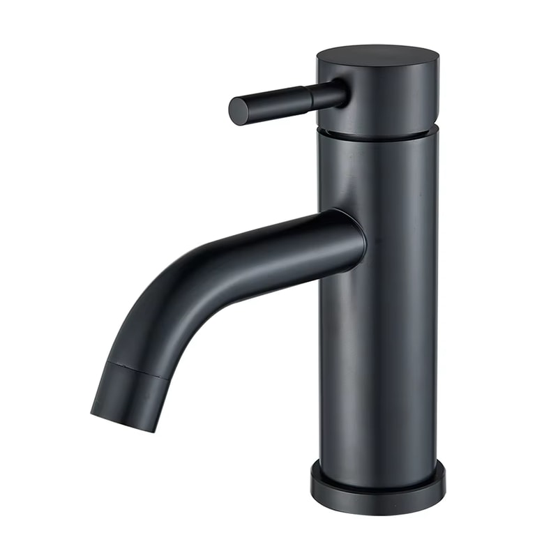 Matte Black Vessel Sink Faucet Short Deck Mounted Hot Cold Mixer Tap