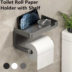 wall mounted toilet paper holder with shelf no drill adhesive waterproof bathroom organizer