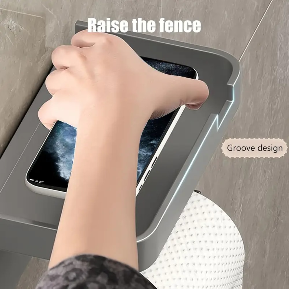 Wall Mounted Toilet Paper Holder with Shelf No Drill Adhesive Waterproof Bathroom Organizer
