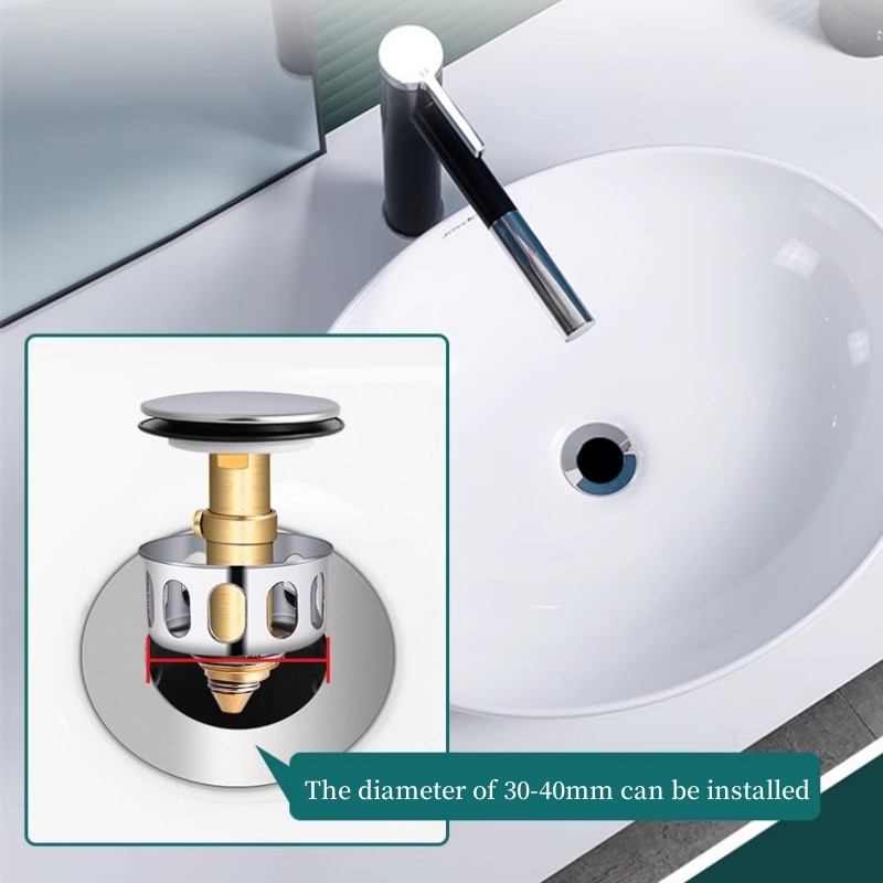 Universal Pop Up Sink Drain Stopper with Hair Catcher Filter for Bathroom Basin