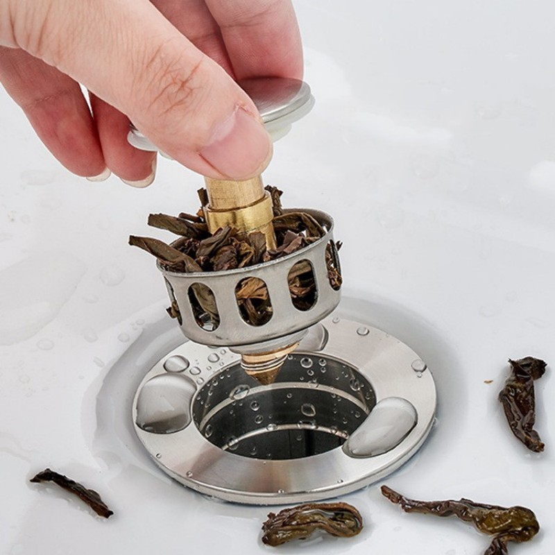 Universal Pop Up Sink Drain Stopper with Hair Catcher Filter for Bathroom Basin