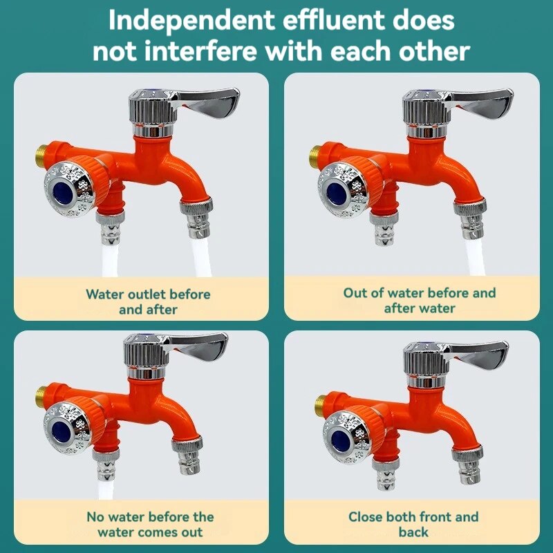 Dual Outlet Washing Machine Faucet Splitter For Bathroom Balcony Laundry 3