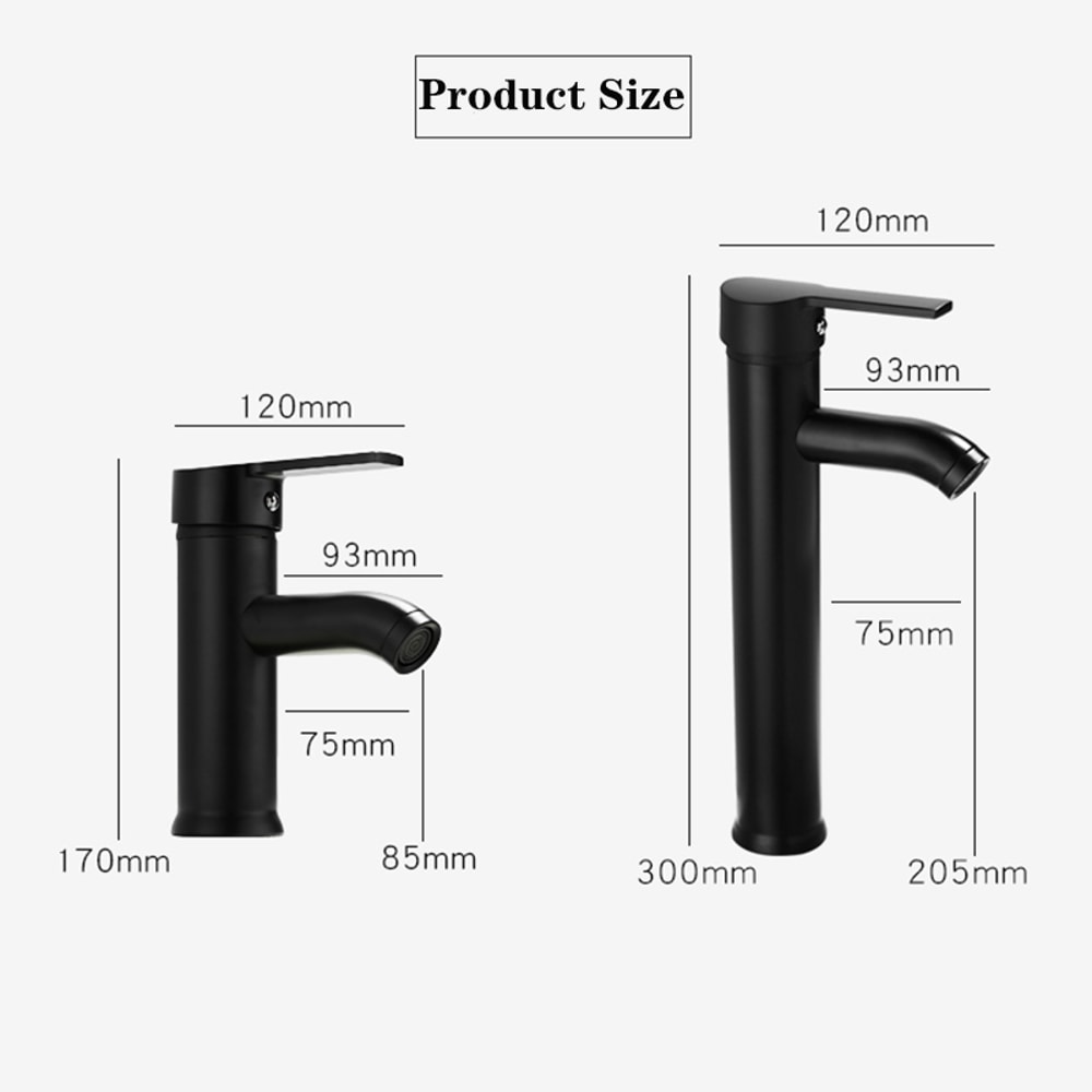 Matte Black Bathroom Sink Faucet Single Handle Hot Cold Mixer Tap 1