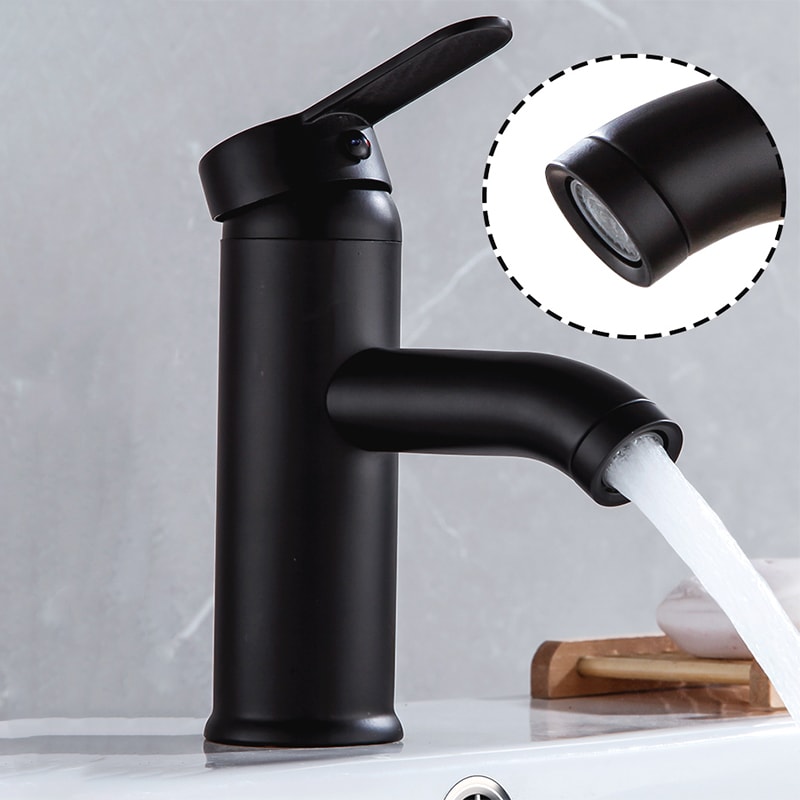 Matte Black Bathroom Sink Faucet Single Handle Hot Cold Mixer Tap 2