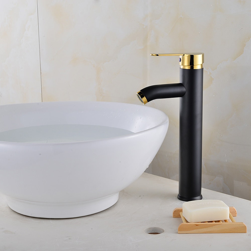 Matte Black Bathroom Sink Faucet Single Handle Hot Cold Mixer Tap 6