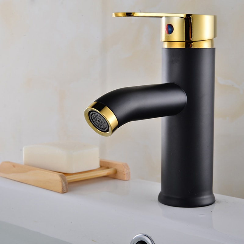 Matte Black Bathroom Sink Faucet Single Handle Hot Cold Mixer Tap 4