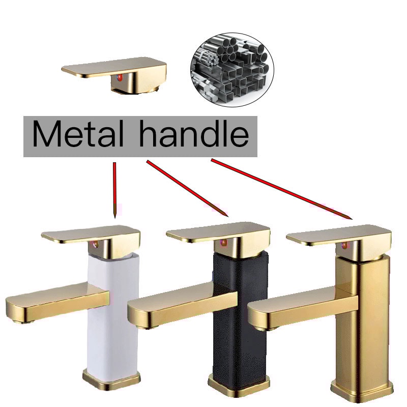 Luxury Gold Bathroom Faucet Stainless Steel Square Mixer Tap 1
