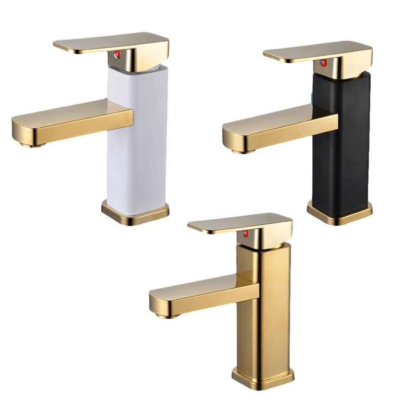 Luxury Gold Bathroom Faucet Stainless Steel Square Mixer Tap 4