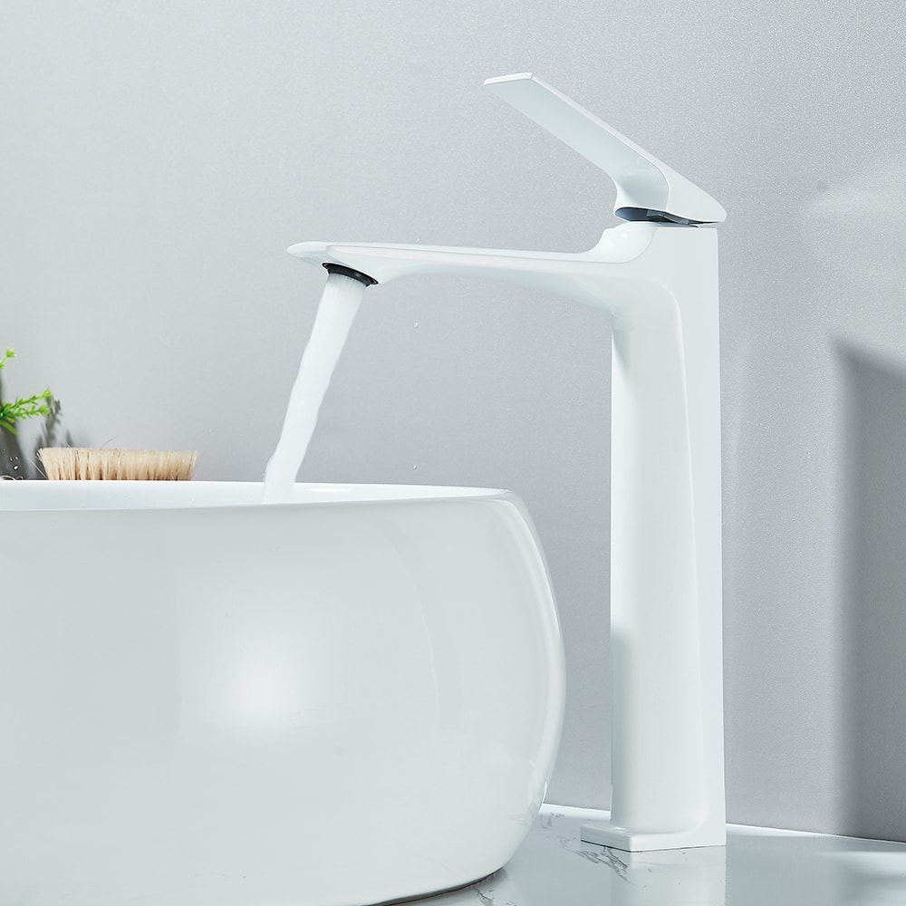 Modern Bathroom Sink Faucet Single Lever Deck Mounted Mixer Tap In Matte Gold Finishes 4