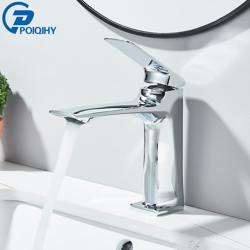 Modern Bathroom Sink Faucet Single Lever Deck Mounted Mixer Tap In Matte Gold Finishes 6