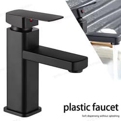 matte black bathroom faucet hot cold mixer tap square deck mounted basin faucet