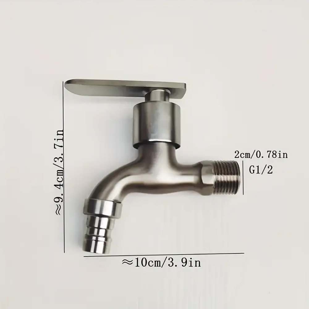 Stainless Steel Dual Outlet Faucet With Ceramic Valve For Bathroom And Utility Use 3