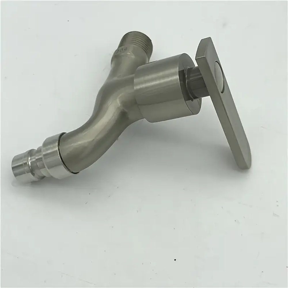 Stainless Steel Dual Outlet Faucet With Ceramic Valve For Bathroom And Utility Use 4