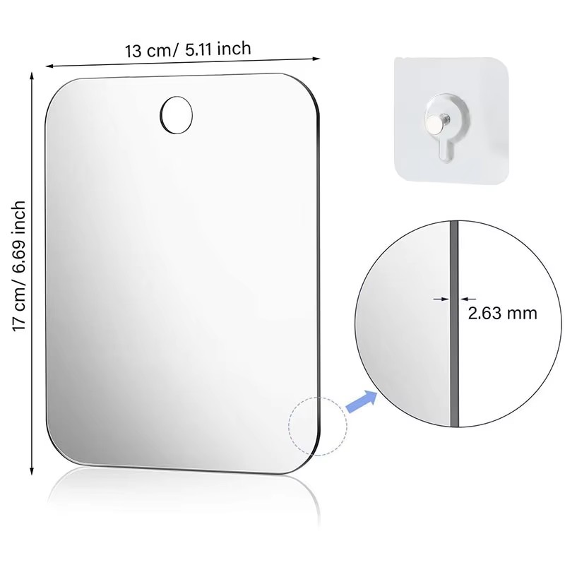 Fogless Shower Mirror With Stand Anti Fog Mirror For Bathroom Travel Grooming 4