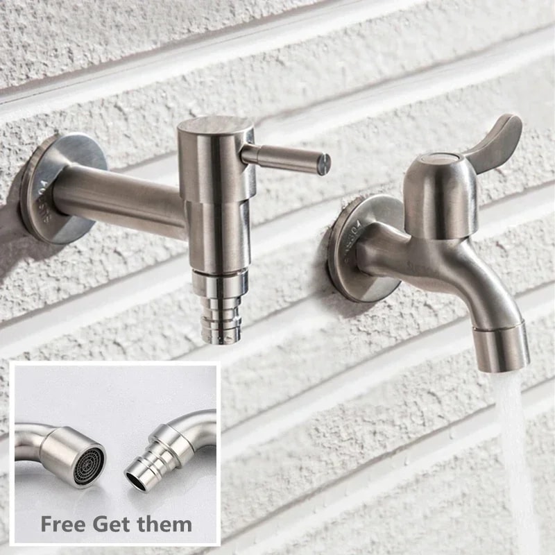 Stainless Steel Garden Faucet Wall Mounted Bibcock For Outdoor Sink And Mop Use 1