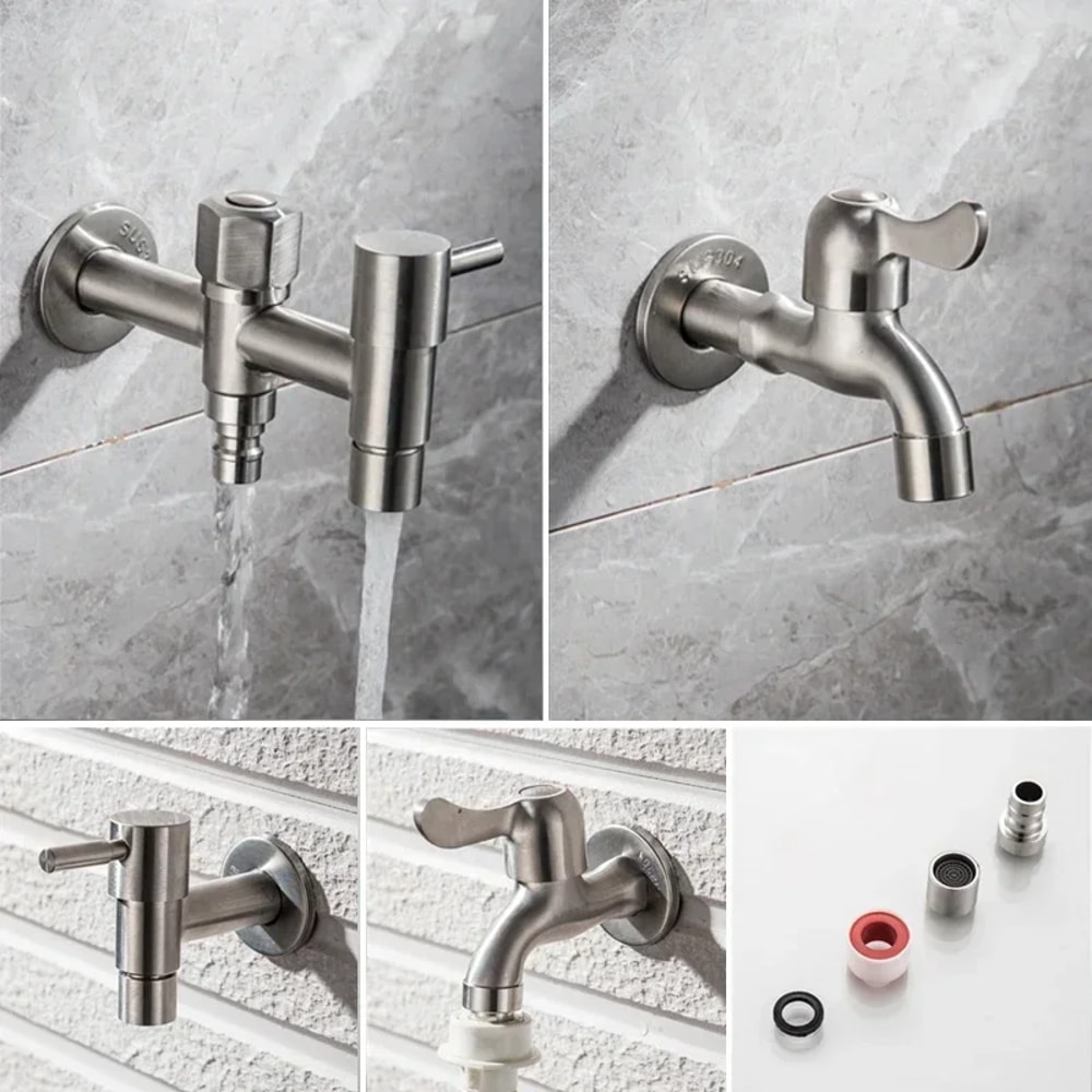 Stainless Steel Garden Faucet Wall Mounted Bibcock For Outdoor Sink And Mop Use 2