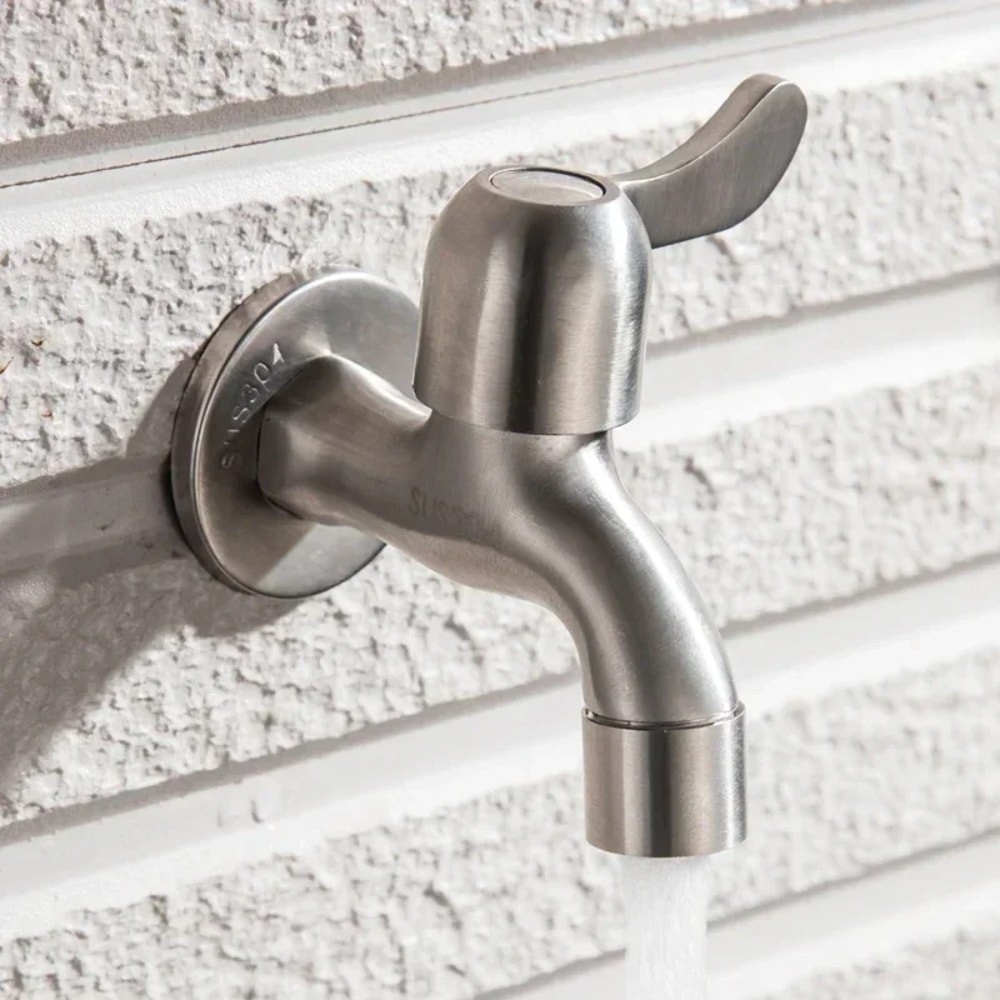 Stainless Steel Garden Faucet Wall Mounted Bibcock For Outdoor Sink And Mop Use 4