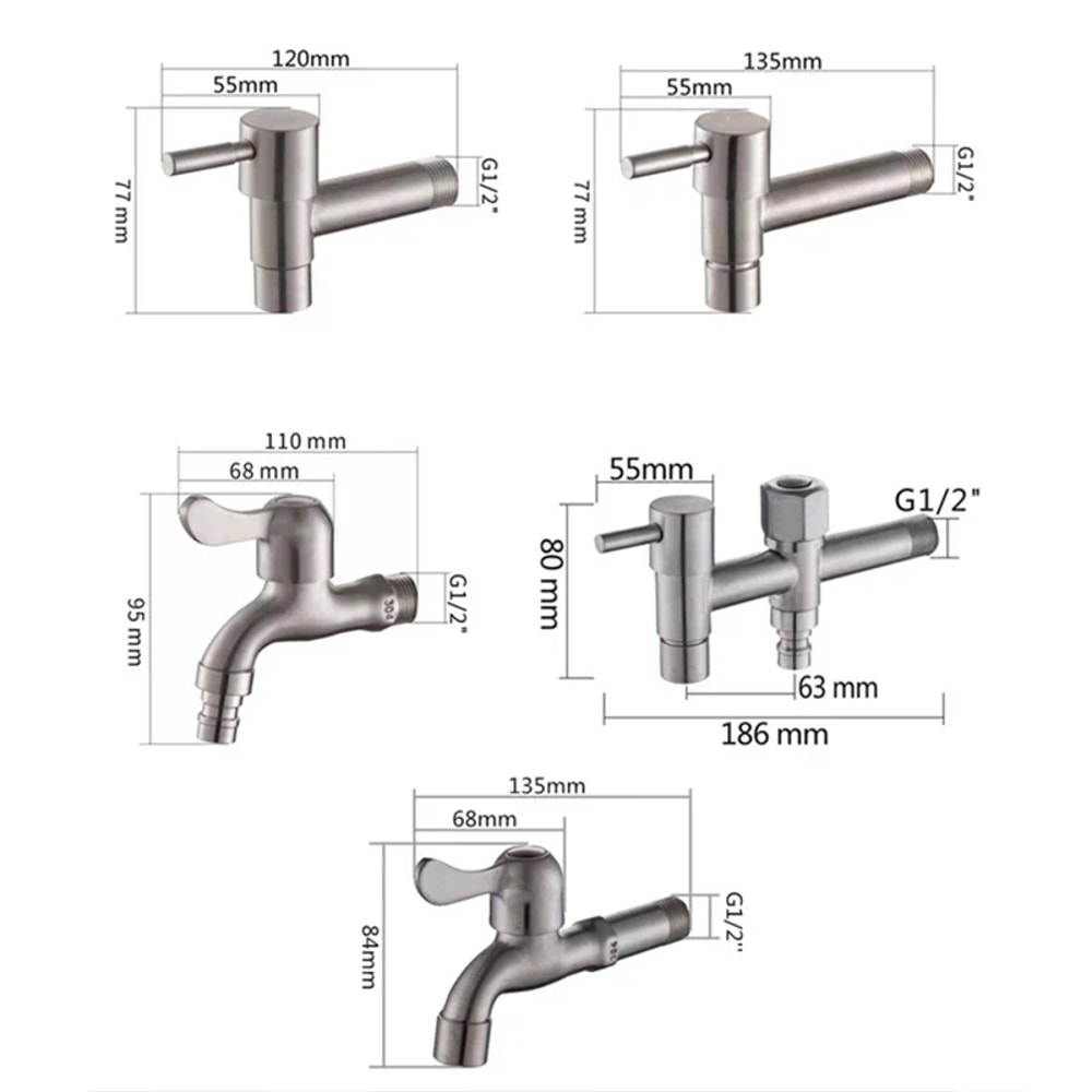 Stainless Steel Garden Faucet Wall Mounted Bibcock For Outdoor Sink And Mop Use 5