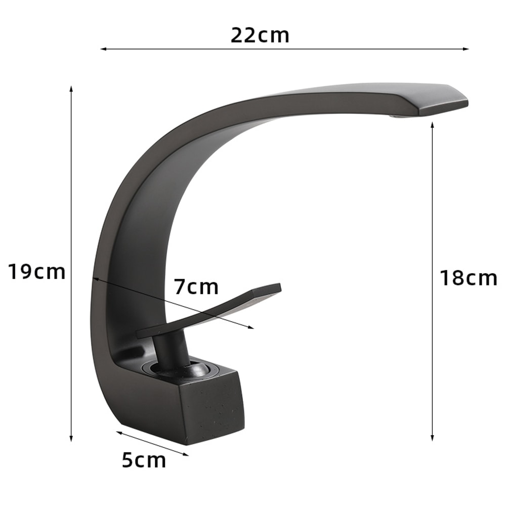 Modern Waterfall Bathroom Faucet Black Gold Single Handle Basin Mixer Tap