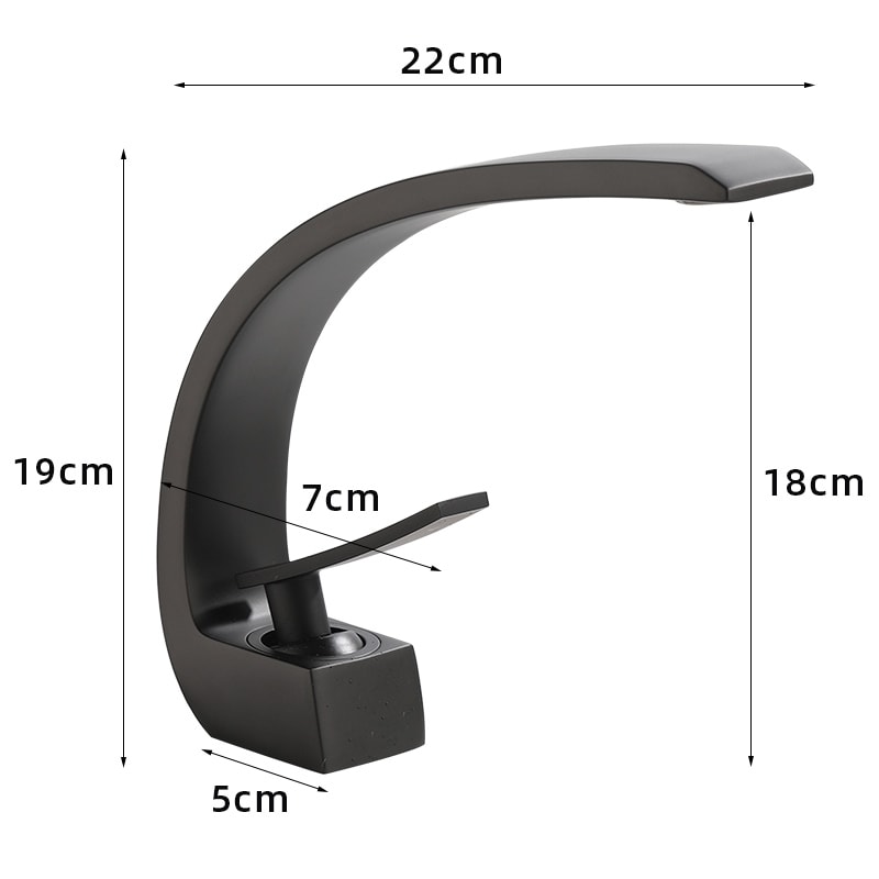 Modern Waterfall Bathroom Faucet Black Gold Single Handle Basin Mixer Tap